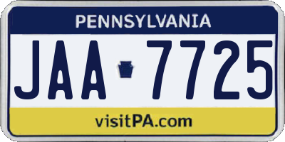 PA license plate JAA7725