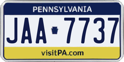 PA license plate JAA7737