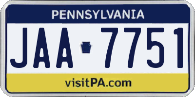 PA license plate JAA7751