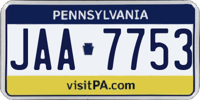 PA license plate JAA7753