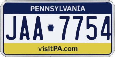 PA license plate JAA7754