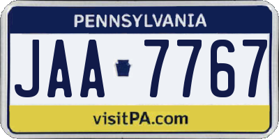 PA license plate JAA7767