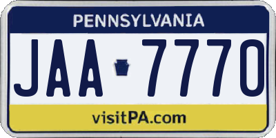 PA license plate JAA7770