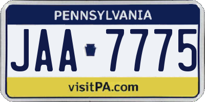 PA license plate JAA7775