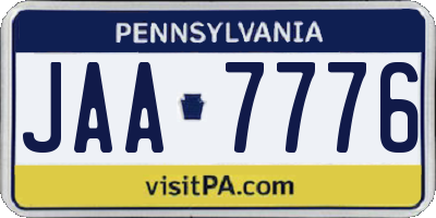 PA license plate JAA7776