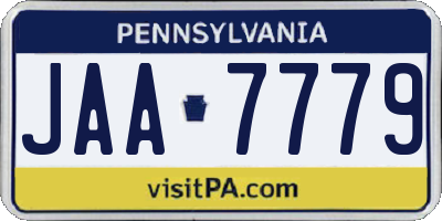 PA license plate JAA7779