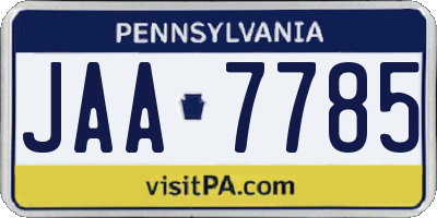 PA license plate JAA7785