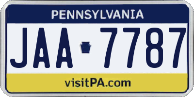 PA license plate JAA7787