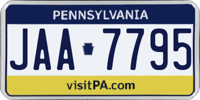 PA license plate JAA7795