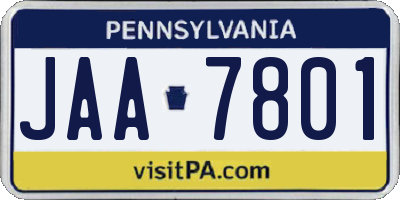 PA license plate JAA7801