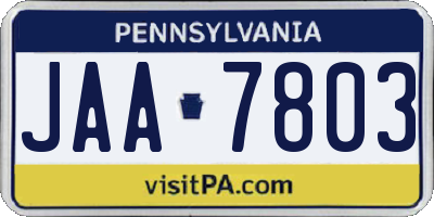 PA license plate JAA7803