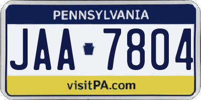 PA license plate JAA7804