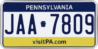 PA license plate JAA7809