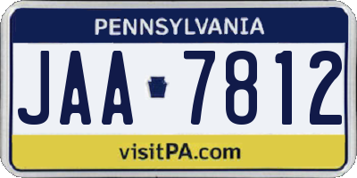 PA license plate JAA7812