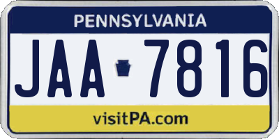 PA license plate JAA7816