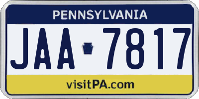 PA license plate JAA7817