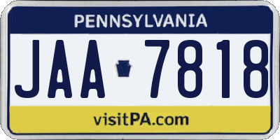 PA license plate JAA7818