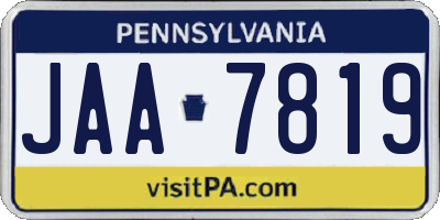 PA license plate JAA7819