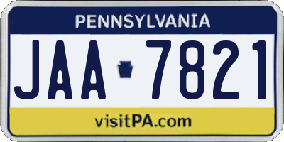 PA license plate JAA7821
