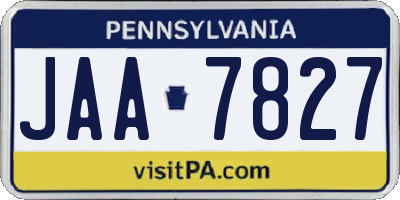 PA license plate JAA7827