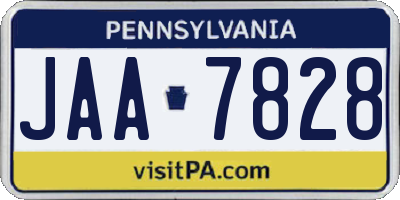 PA license plate JAA7828