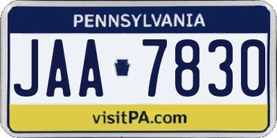 PA license plate JAA7830