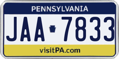 PA license plate JAA7833