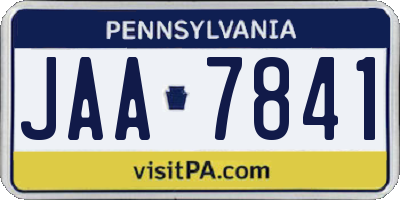 PA license plate JAA7841