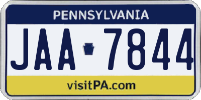 PA license plate JAA7844