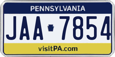 PA license plate JAA7854