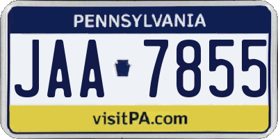 PA license plate JAA7855