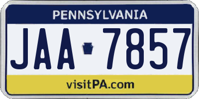PA license plate JAA7857