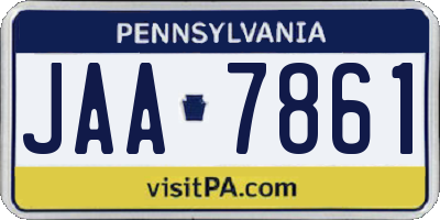 PA license plate JAA7861