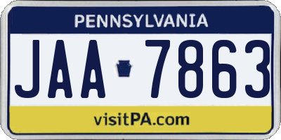 PA license plate JAA7863