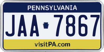 PA license plate JAA7867