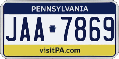 PA license plate JAA7869