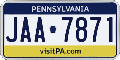 PA license plate JAA7871