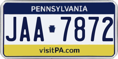 PA license plate JAA7872