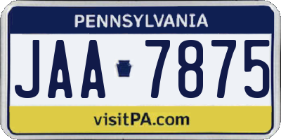 PA license plate JAA7875