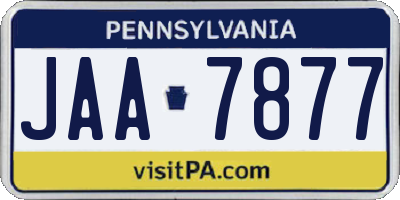 PA license plate JAA7877