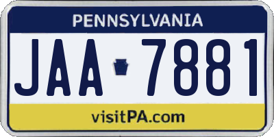 PA license plate JAA7881