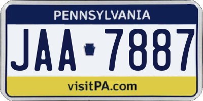 PA license plate JAA7887