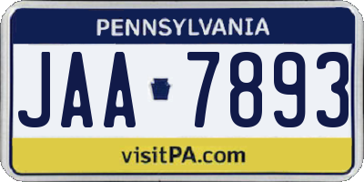 PA license plate JAA7893