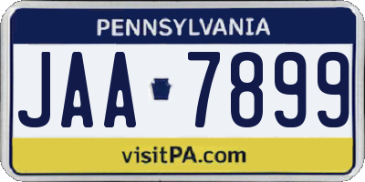 PA license plate JAA7899