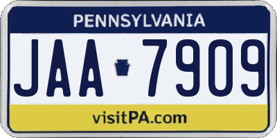 PA license plate JAA7909