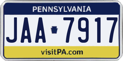 PA license plate JAA7917