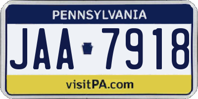 PA license plate JAA7918