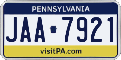 PA license plate JAA7921