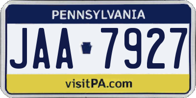 PA license plate JAA7927