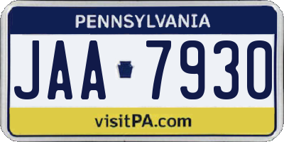 PA license plate JAA7930